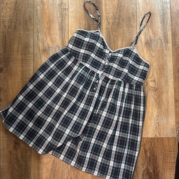 Vintage Victoria's Secret Gold Label Nightgown Country Cotton Tartan Plaid L - Picture 2 of 8